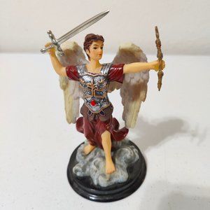 Original Saint Michael Archangel Statue Poly Resin Sword Religious Decoration 6"